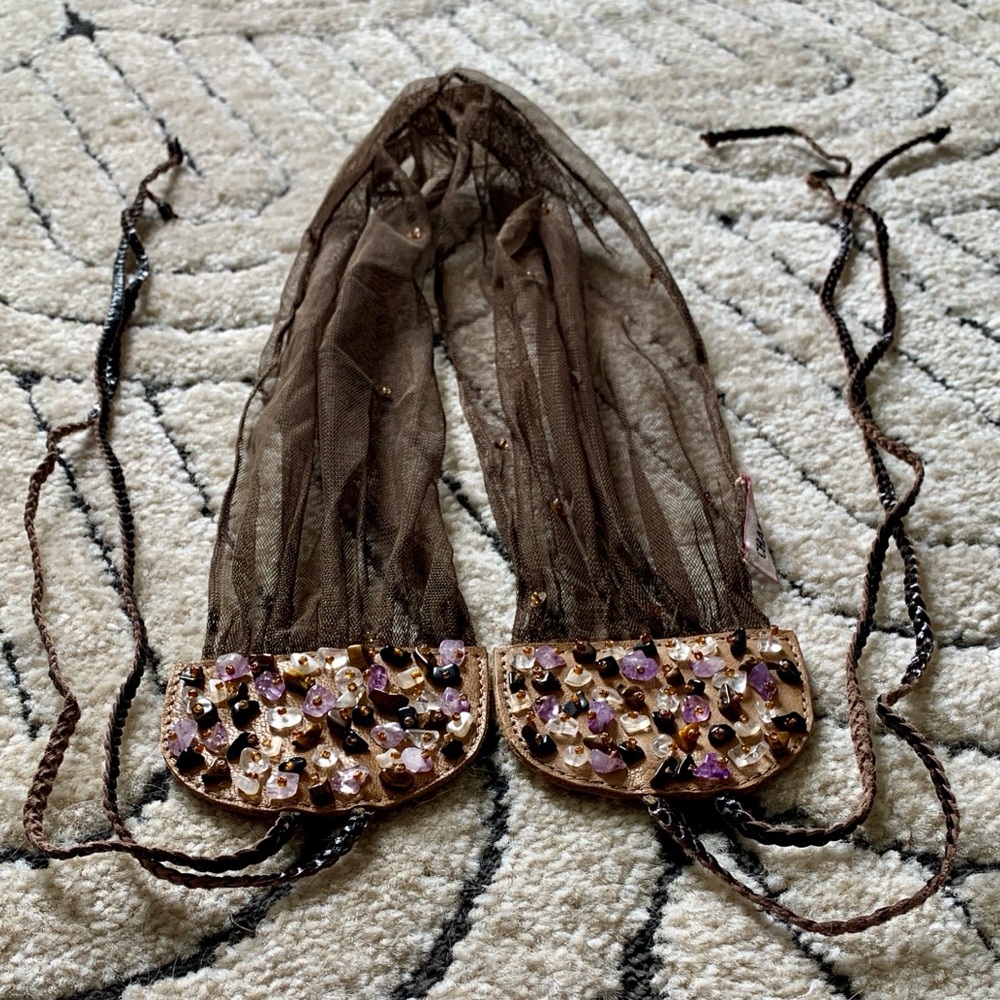 Chan Luu Semi Precious Stones Mesh Belt - Chocolate - Picture 11 of 13